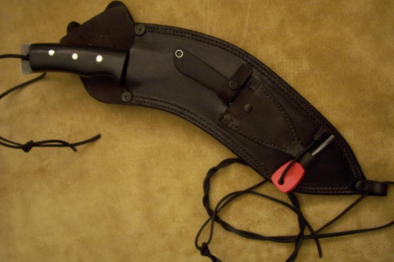 Custom Leather Machete Sheath Combo Pouch & Fire Steel Loop