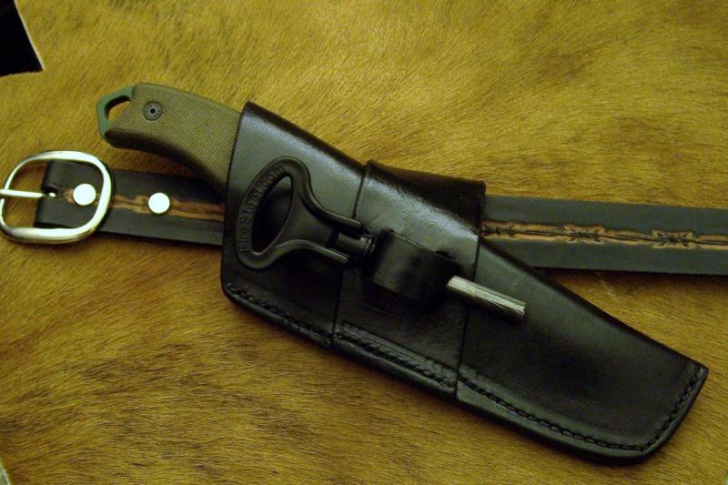 Custom Knife Sheath Fire Steel Loop Sideways / Crossdraw Carry BK