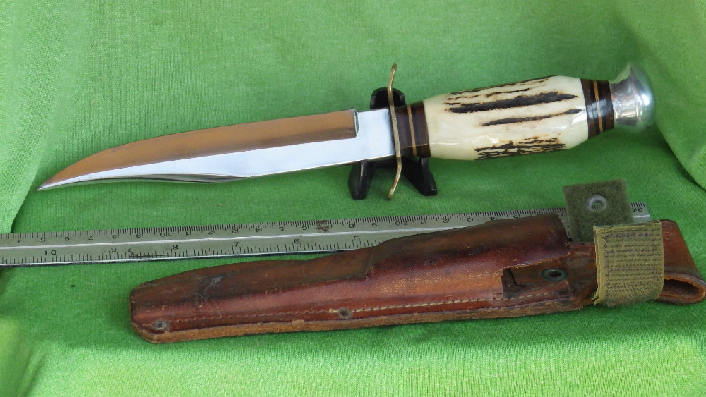 German Fixed Blade Hunting Knife with Stag Handles