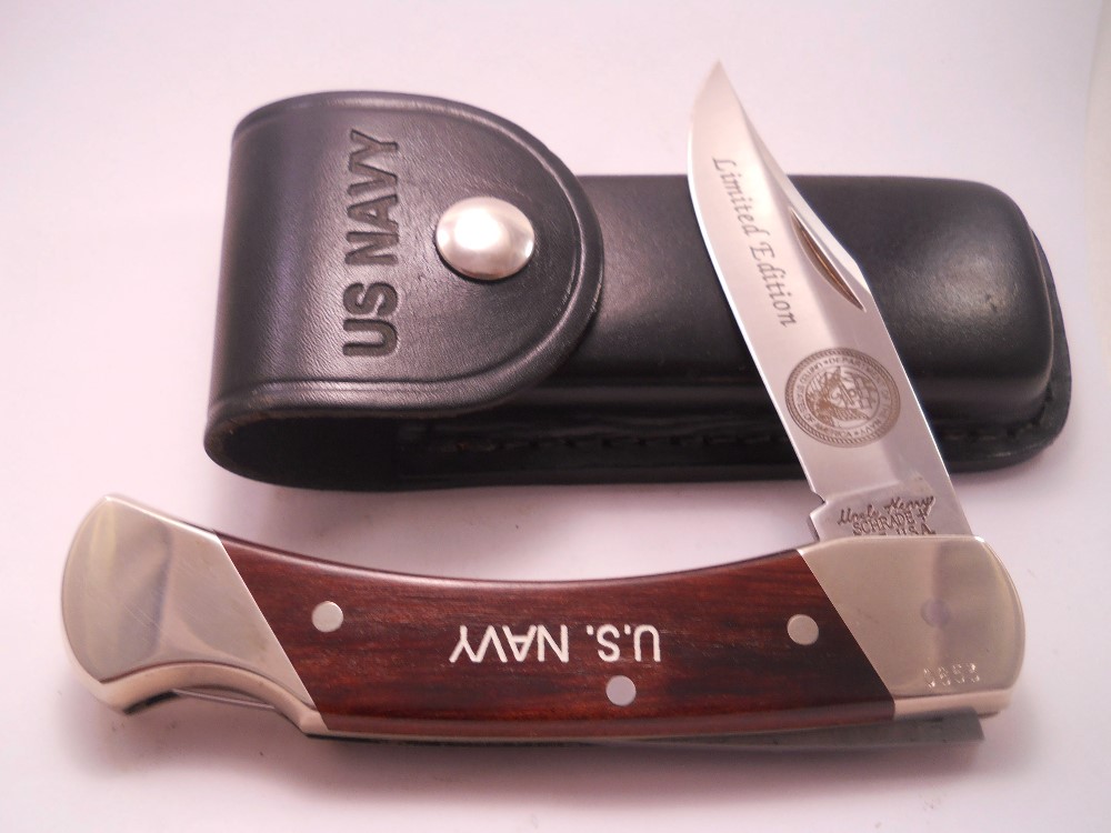 Schrade Uncle Henry USA Lockback Knife LB7 U.S. Navy Lmtd. Edition Sheath