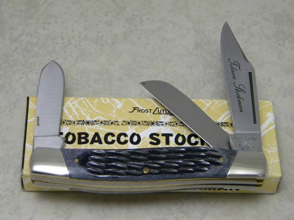 Frost Cutlery Japan Jigged Gray Pick Bone 486GPB Tobacco Stockman Knife in  Box