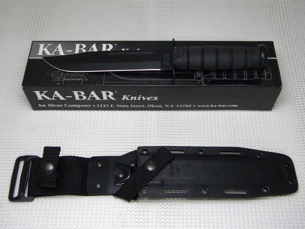 KaBar Olean, NY 1211 USA Black Kraton Fixed Blade Fighting Knife