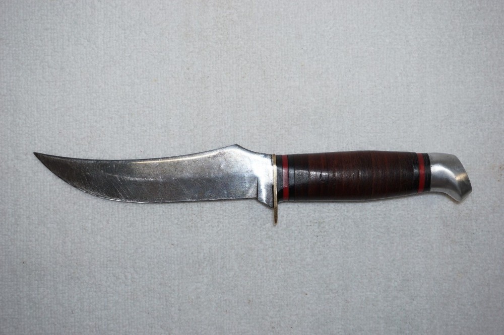 SCHRADE WALDEN NY USA 148 Fixed Blade Knife w/Stacked Leather Handle