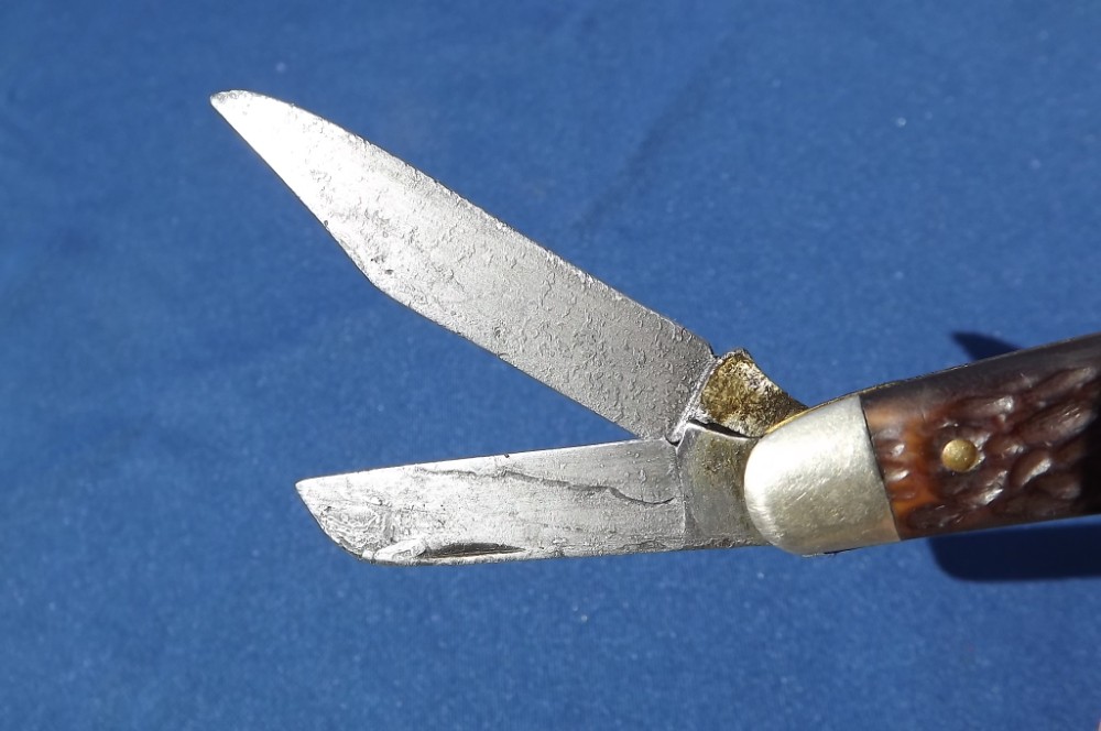 VINTAGE KUTMASTER UTICA NY USA 3 BLADE BONE STOCKMAN POCKET KNIFE