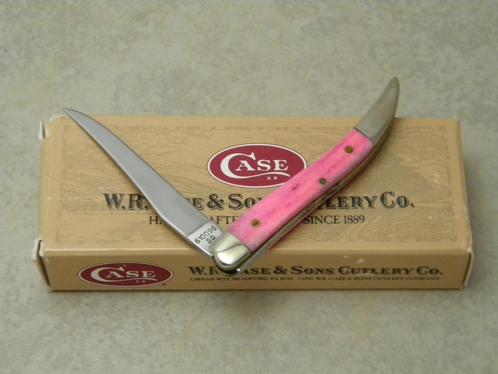 Case XX USA 1998 Smooth Pink Bone 610096 SS Tiny Toothpick Knife in Box