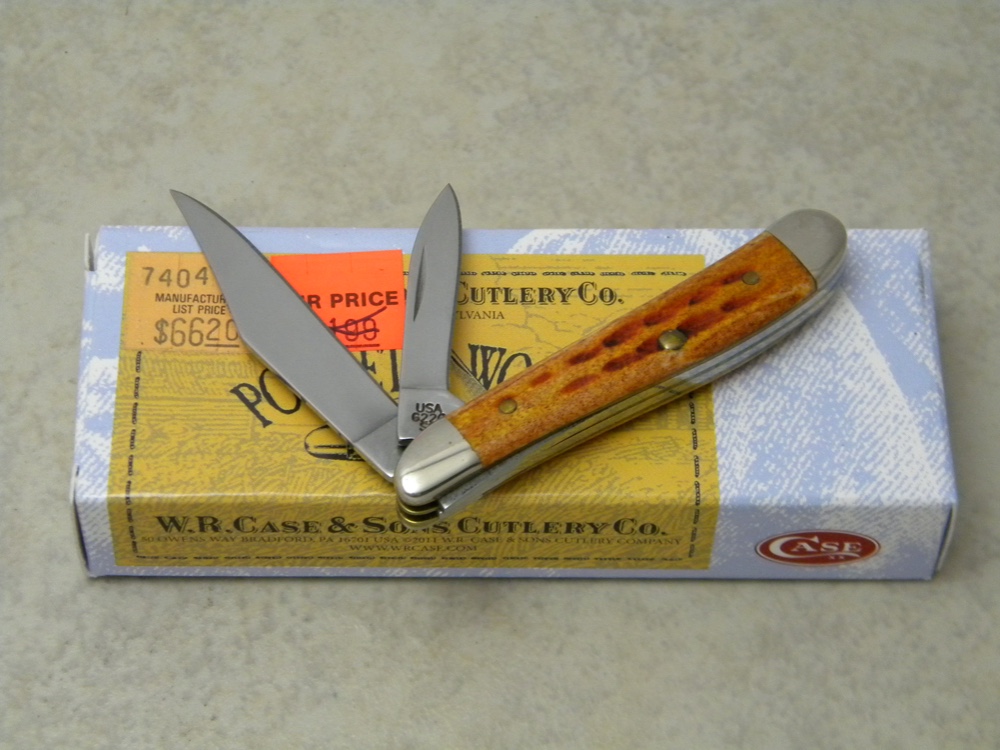 Case XX USA 2012 Pocket Worn Harvest Orange Bone 6220 SS Peanut Knife