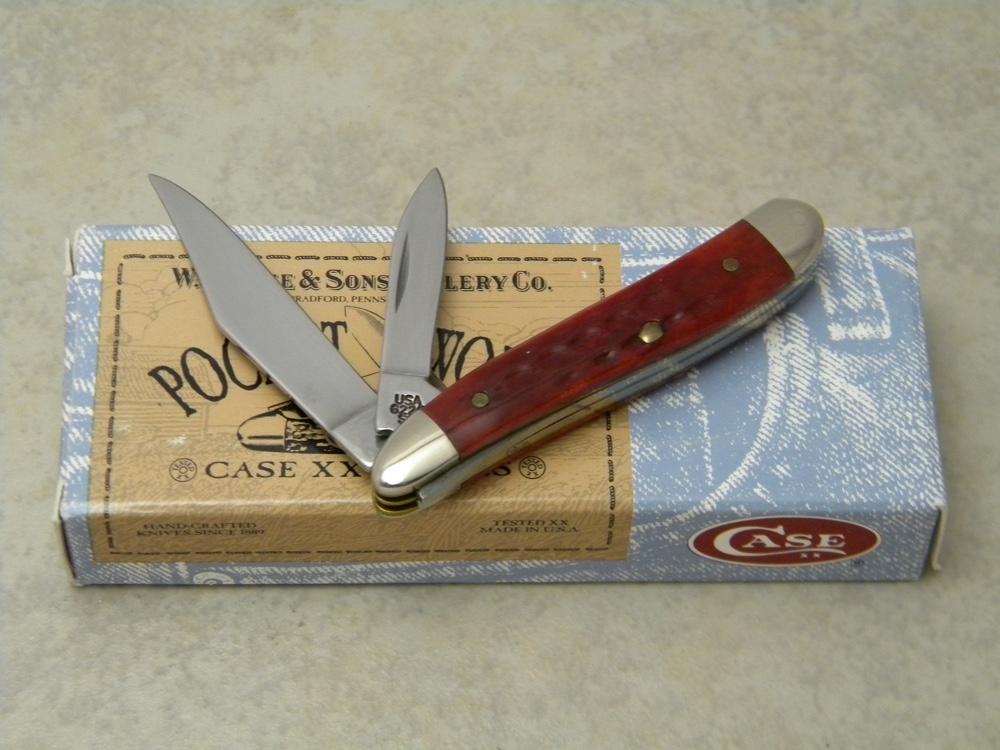 Case XX USA 2001 Pocket Worn Old Red Bone 6220 SS Peanut Knife in Box
