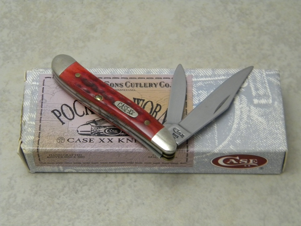 Case XX USA 1996 Pocket Worn Old Red Bone 6220 SS Peanut Knife in Box