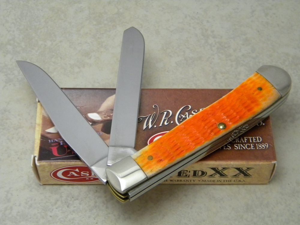 Case XX USA 2010 Persimmon Orange Bone 6254 SS Trapper Knife in Box