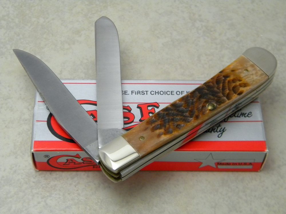 Case XX SS USA 1 Dot (1989) Pretty Bone 6254 SS Trapper Knife in Box