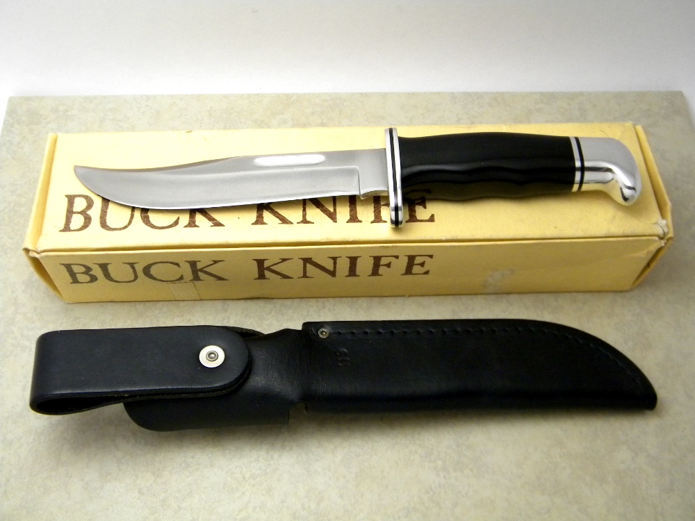 Buck 119 USA Black Buck Special Fixed Blade Hunting Sheath Knife in Box