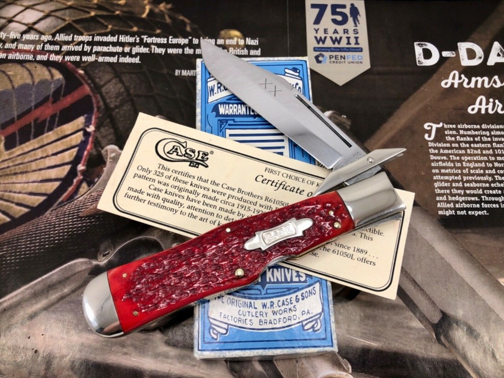 Case Classic 61050 L SAB Swing guard Lockback Red Banana Bone Knife w