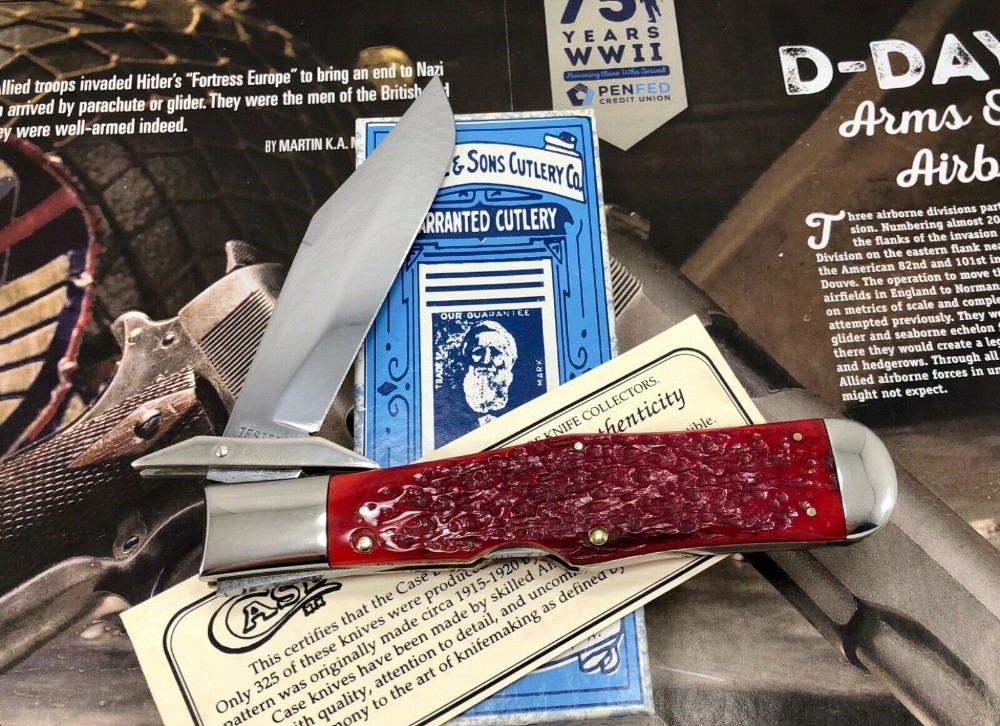 Case Classic 61050 L SAB Swing guard Lockback Red Banana Bone Knife w