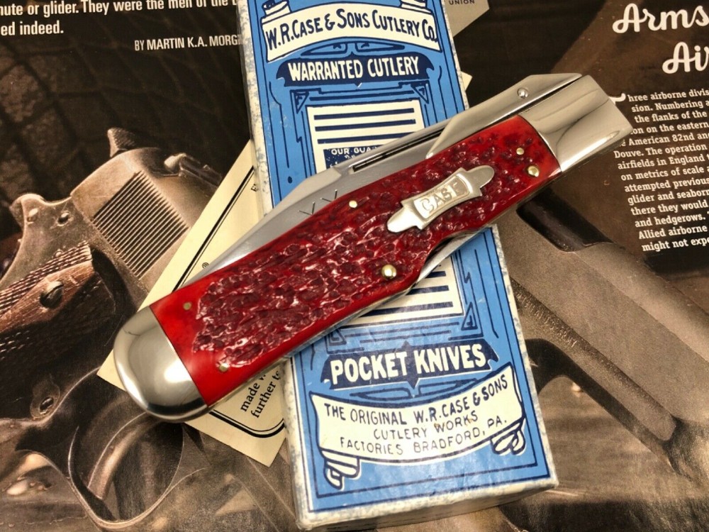 Case Classic 61050 L SAB Swing guard Lockback Red Banana Bone Knife w