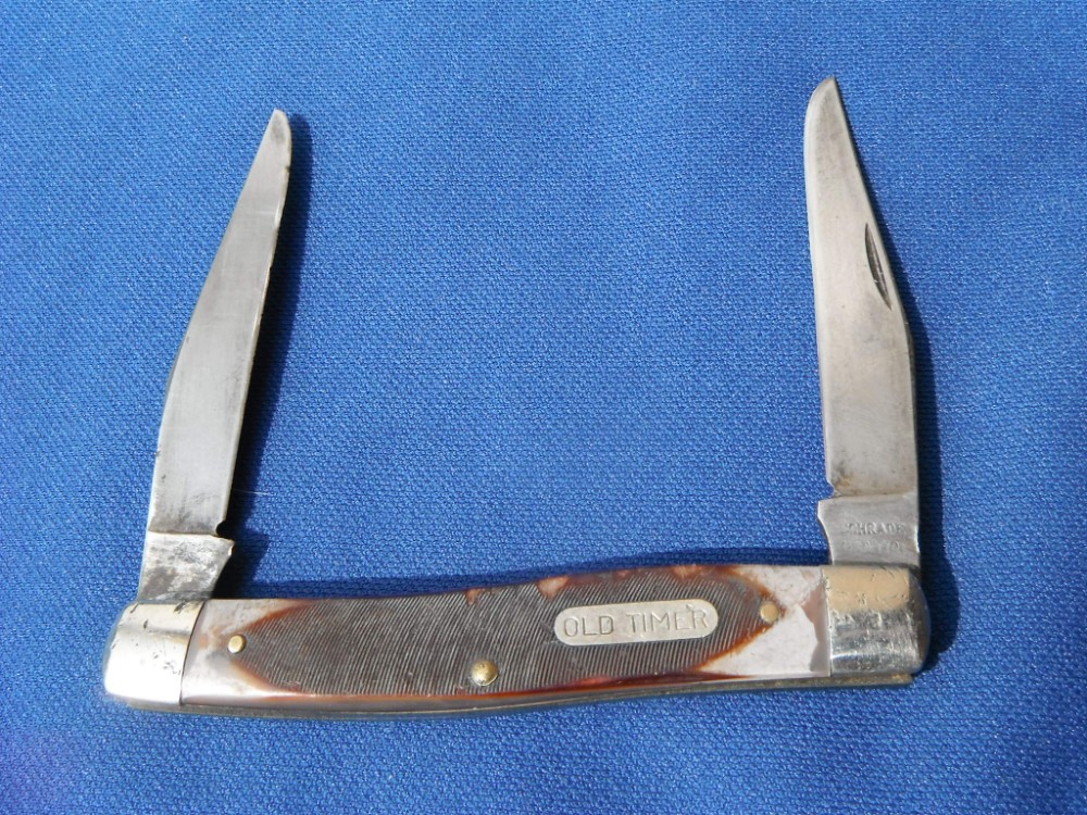 VINTAGE SCHRADE OLD TIMER 77OT USA FOLDING HUNTER MUSKRAT KNIFE, KNIVES