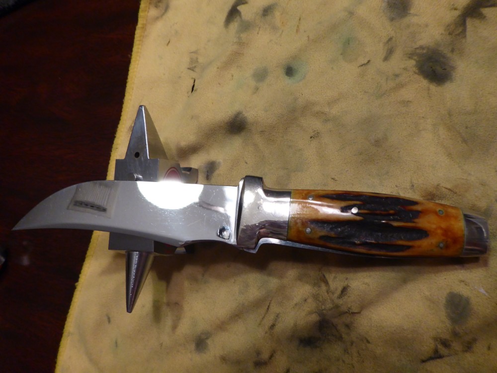 Case Tested Knife/Axe combo with stag handles and leather sheath