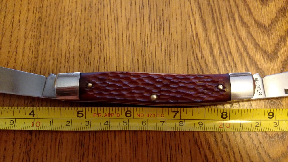 Old Cutler USA MUSKRAT 2 Blade Pocket Knife Jigged Handle Carbon Steel