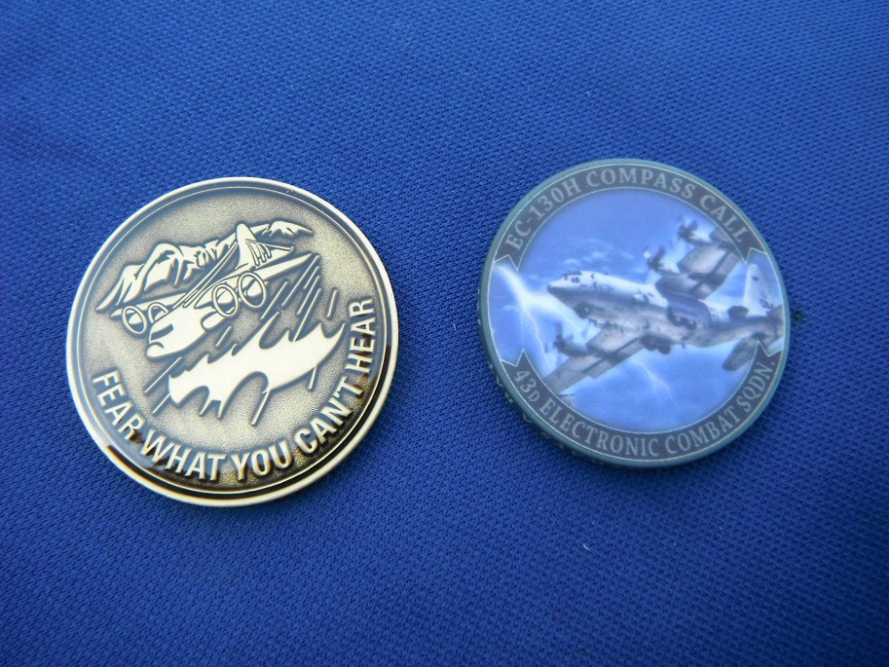 Lot of 2 Coins 43rd Electronic Combat Squadron Compass Call Air Force