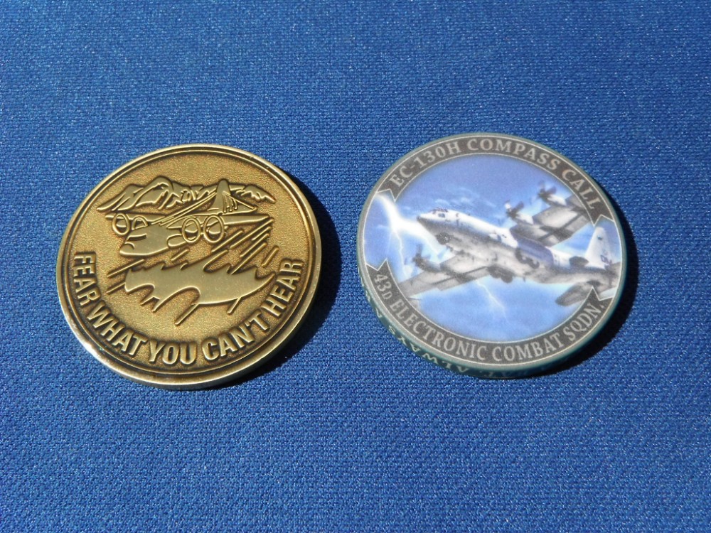 Lot of 2 Coins 43rd Electronic Combat Squadron Compass Call Air Force