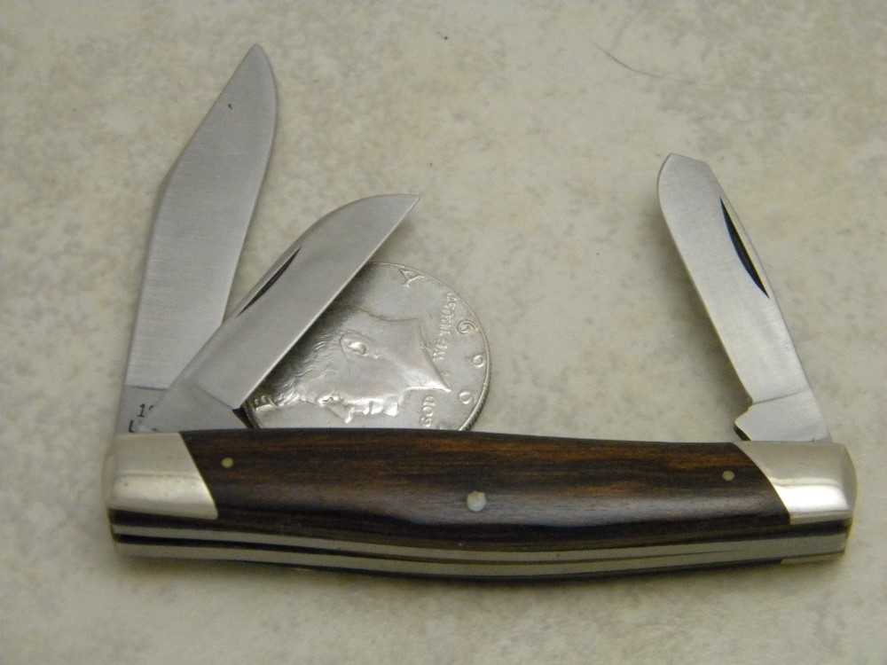 A Bowen Knife Atlanta USA Small Wood Stockman Knife c.1972