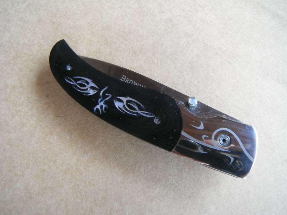 Browning Japan G10 mother of pearl inlaid Model 721 linerlock folding