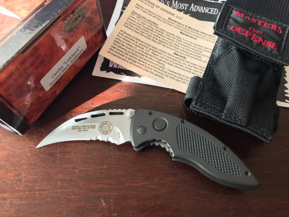 Masters Of Defense (MOD) Lady Hawk Automatic Knife with Box, Sheath