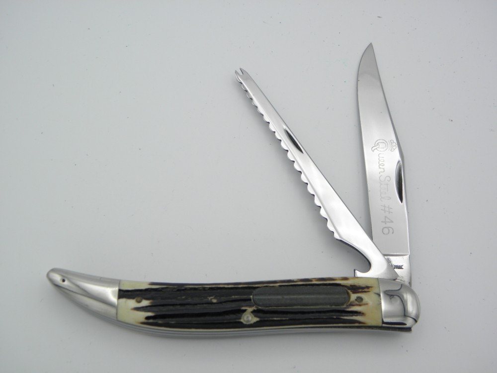 Queen Cutlery Co. 46 Fish Knife in Winterbottom Bone 5 ” closed;