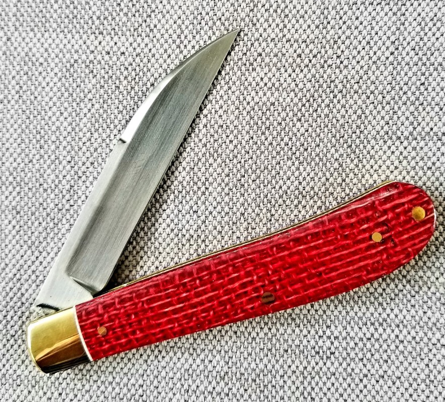 K'roo Custom Slimline wharnie Knife, NEW,W/ slip, 4"..Burgundy micarta