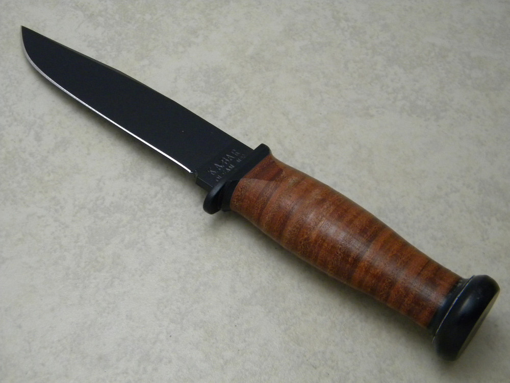KaBar Olean NY MK1 USA Stacked Leather Fixed Blade Sheath Knife NIB
