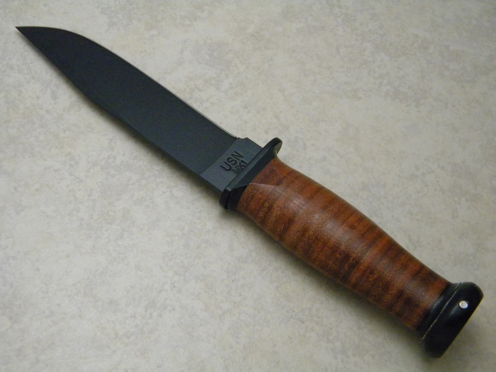 KaBar Olean NY MK1 USA Stacked Leather Fixed Blade Sheath Knife NIB