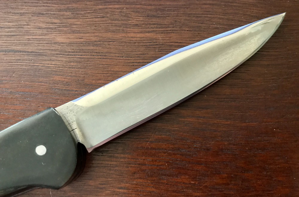 James Huckeba (Huck) Switchblade, Marked "19 H 92", Clip Point Blade