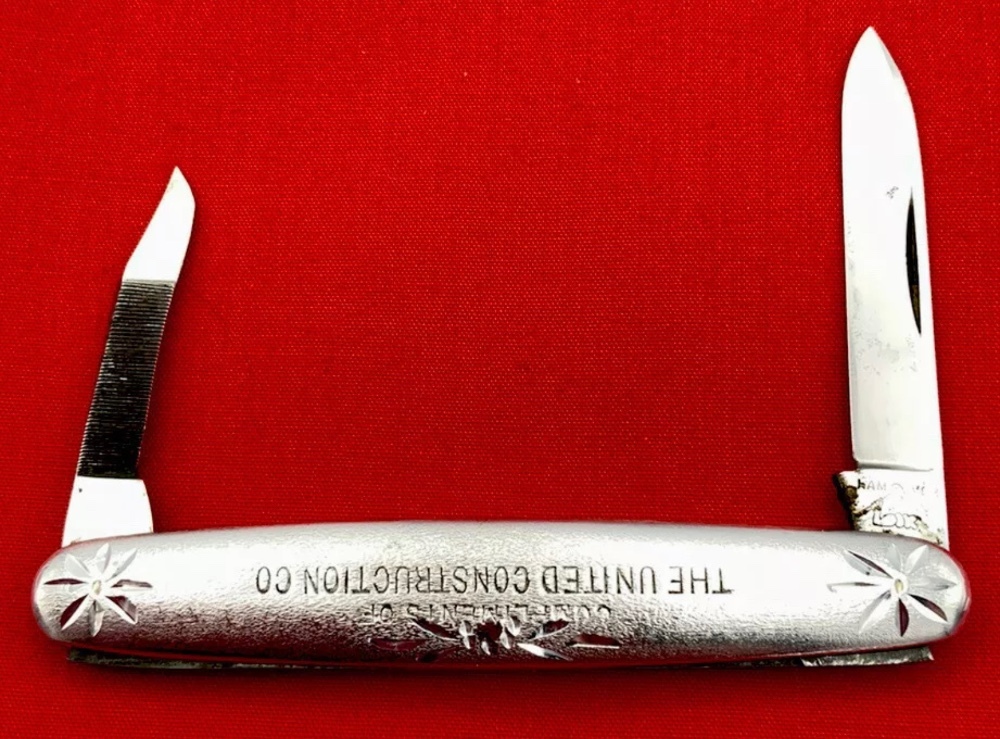 Vintage NEW YORK KNIFE CO Etched Aluminum Folding Pocket Knife c.1882