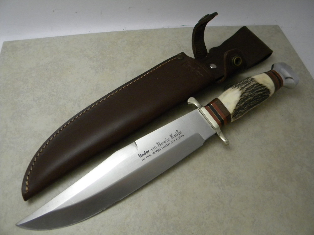 Linder Bowie Knife Stag Handle 5.9