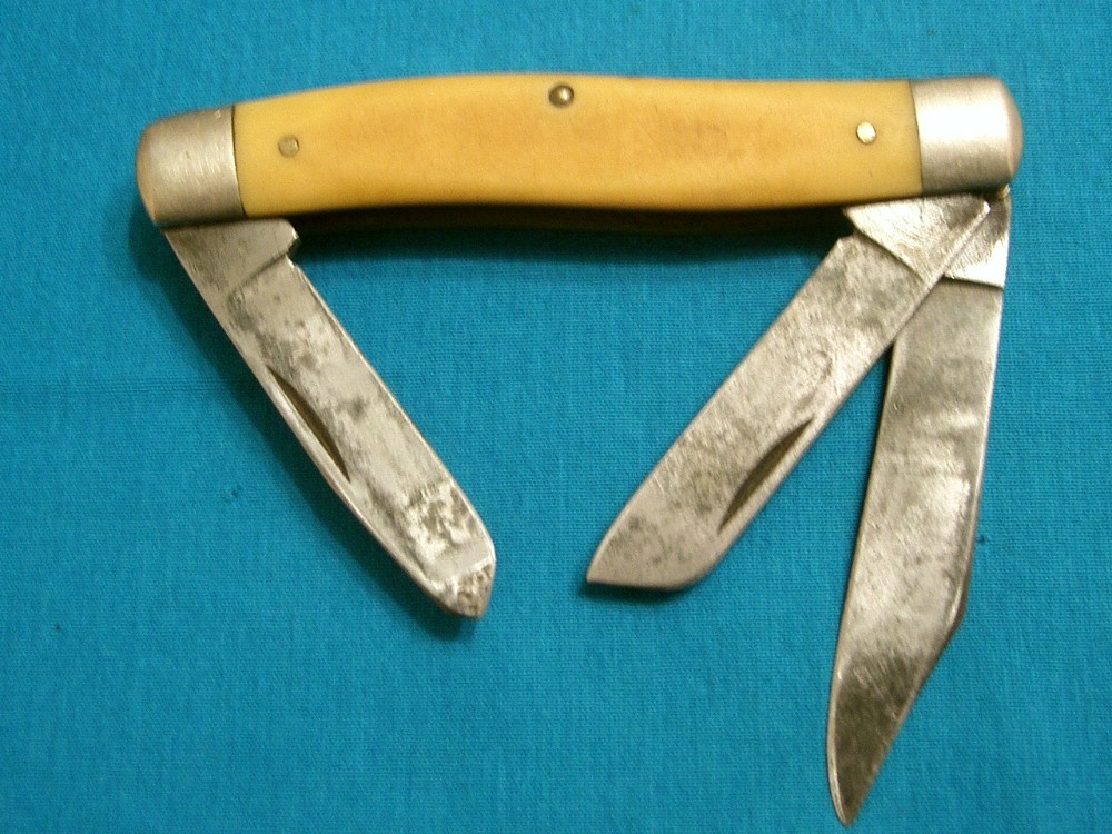 VINTAGE SCHRADE NY USA 881Y STOCKMAN FOLDING PEN JACK POCKET KNIFE