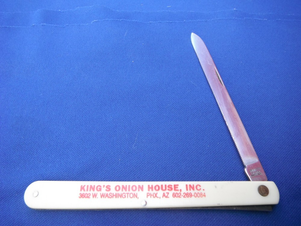 KING'S ONION HOUSE. Long Sampler Pocket Knife Colonial Prov. USA FRUIT