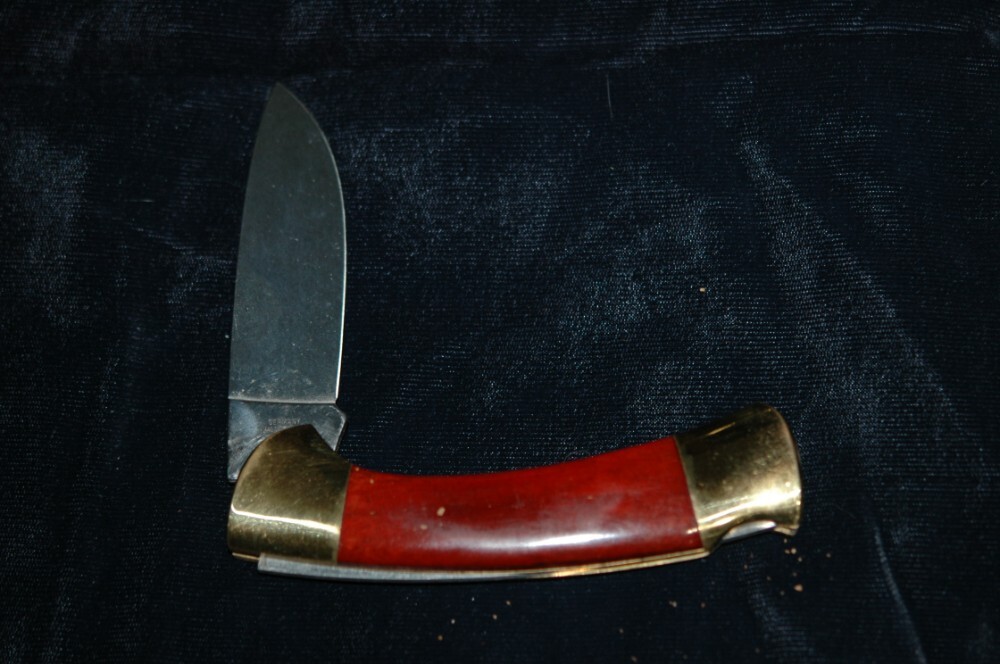 Hoffritz Folding Knife Red Hardwood Scales