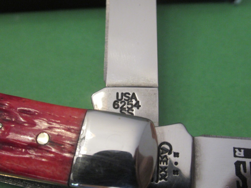 Case XX 2003 Red Bone Silver Script Artisan Tour Trapper Pattern # 6254 SS
