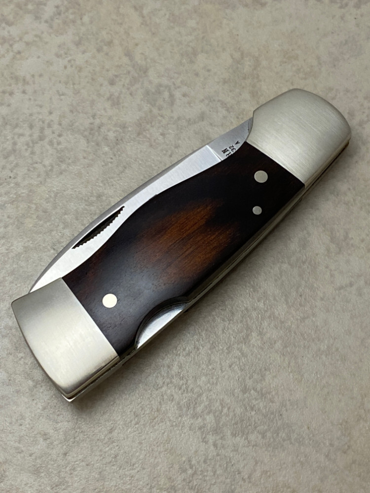 Western USA S532 Patent Pending Wood Lockback Knife and Sheath in Box