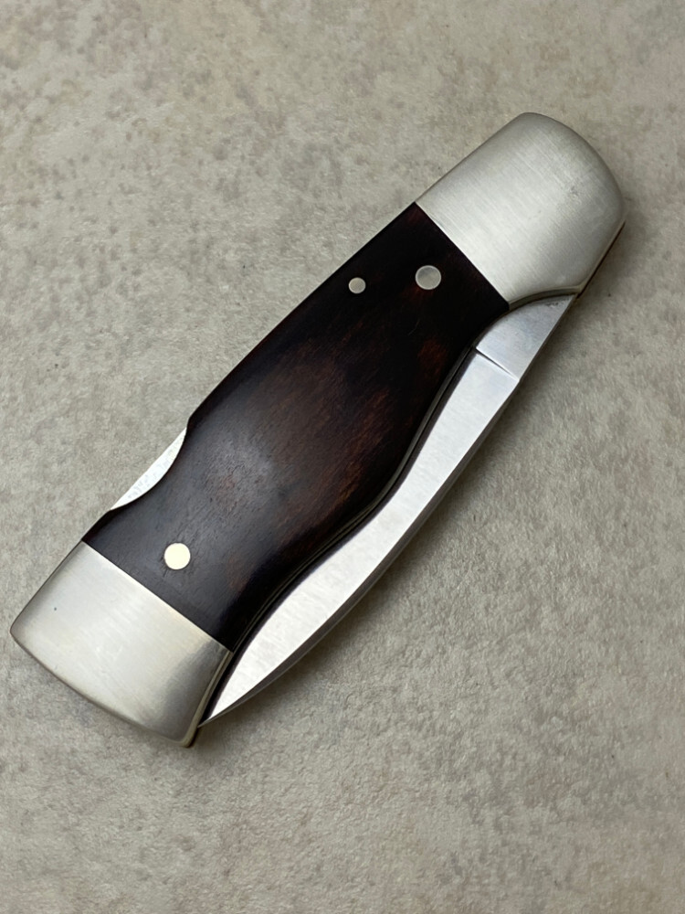 Western USA S532 Patent Pending Wood Lockback Knife and Sheath in Box