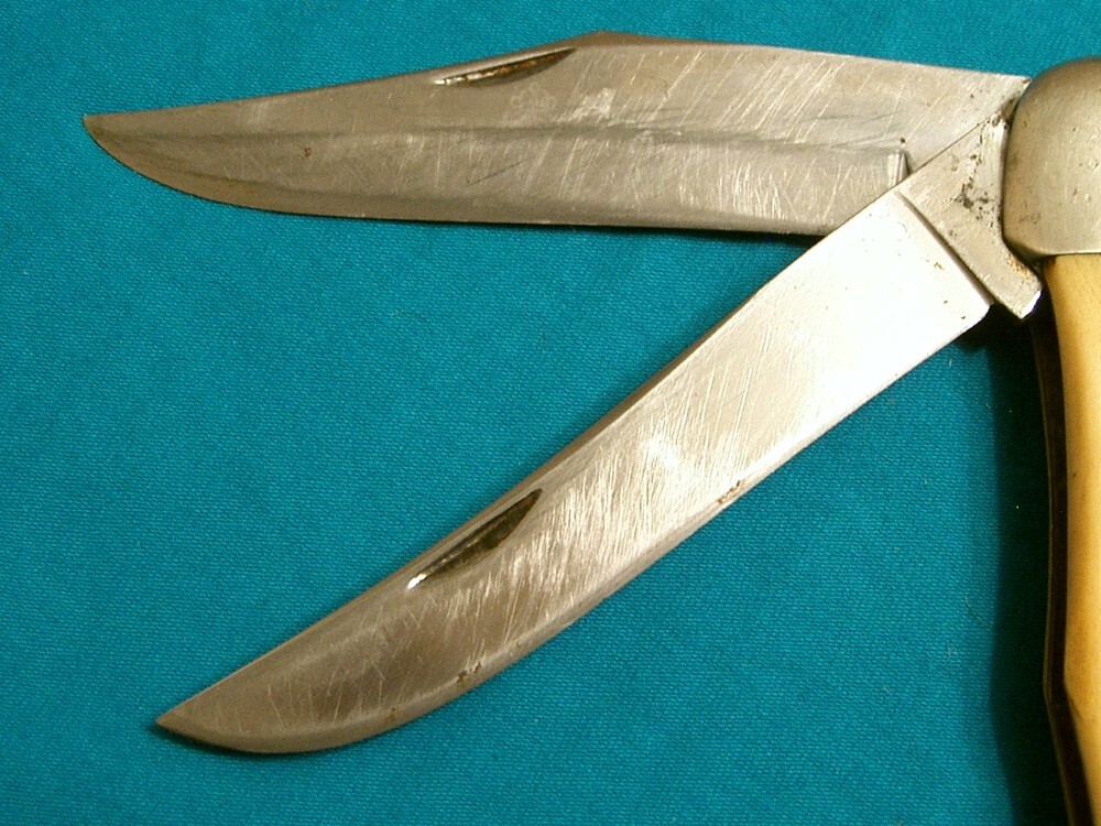 VINTAGE QUEEN FOLDING HUNTER WINTERBOTTOM JIGGED BONE TRAPPER FOLDING