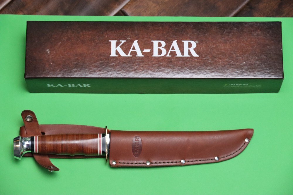 KABAR 1236 Bowie Knife 615/16" Blade, Stacked Leather Handles