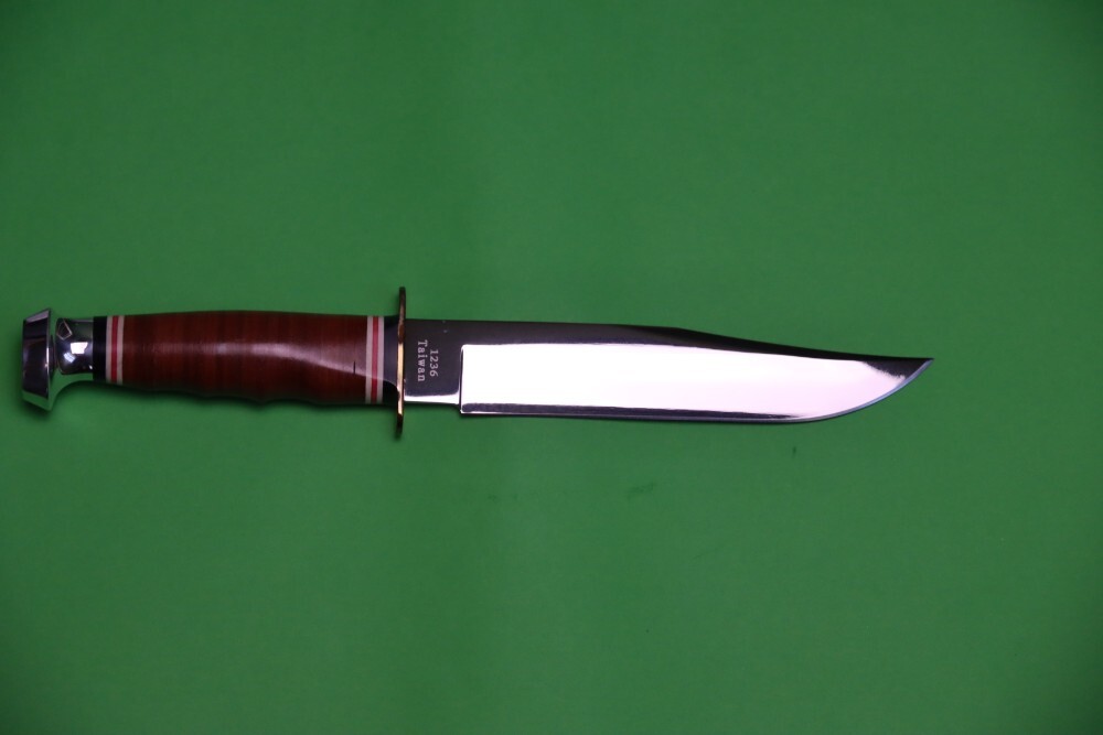 KABAR 1236 Bowie Knife 615/16" Blade, Stacked Leather Handles