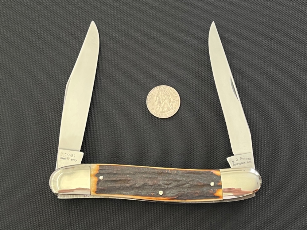AG Russell Jumbo Muskrat Genuine Stag Display Knife