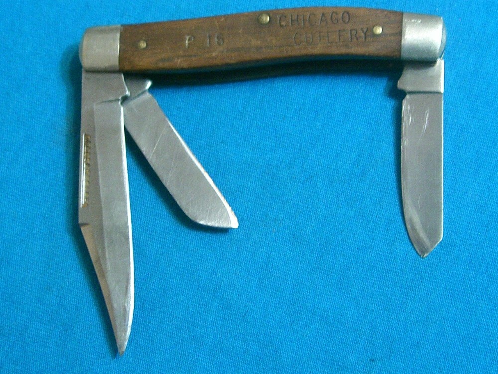 VINTAGE CHICAGO CUTLERY P16 STOCKMAN FOLDING POCKET KNIFE KNIVES OLD