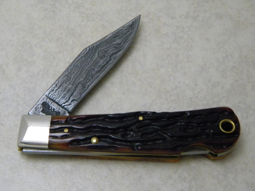 Remington 1999 Bone R1303D Damascus Lockback Knife