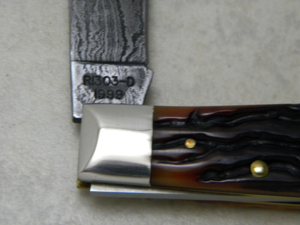 Remington 1999 Bone R1303D Damascus Lockback Knife