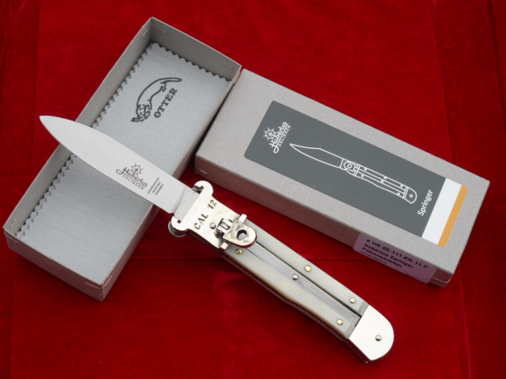 New 73/4" Bone Hubertus leverlock ShellPuller automatic knife (11.KN.11 P) II