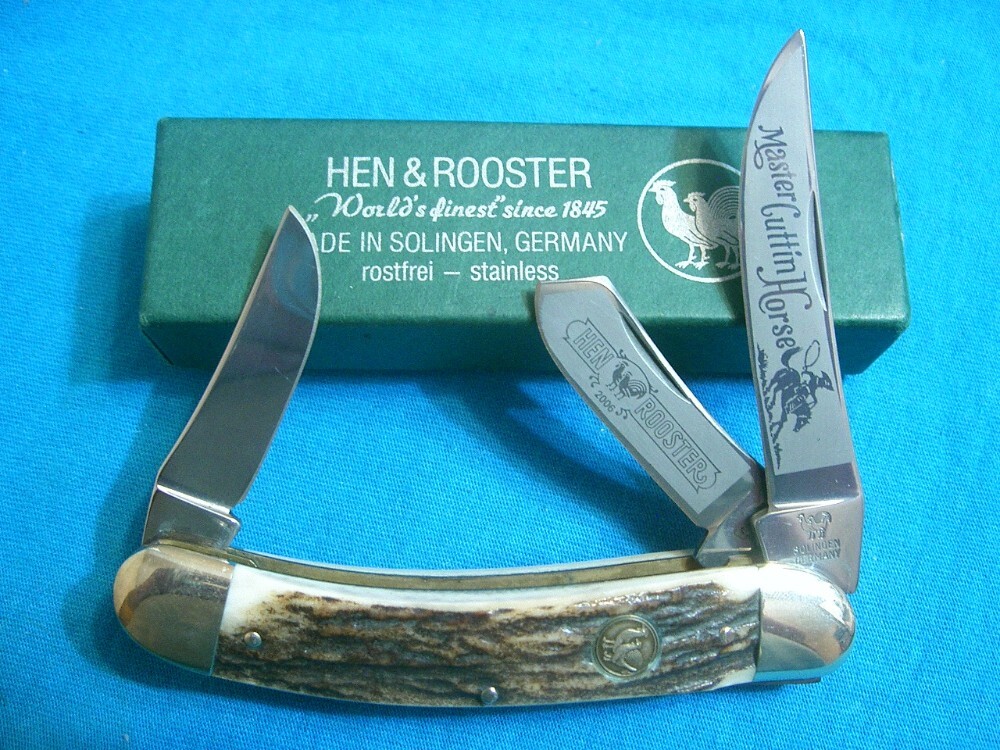 MIB STAG BERTRAM 293DS MASTER CUTTIN HORSE SOWBELLY HEN ROOSTER GERMANY FOLDING POCKET KNIFE KNIVES