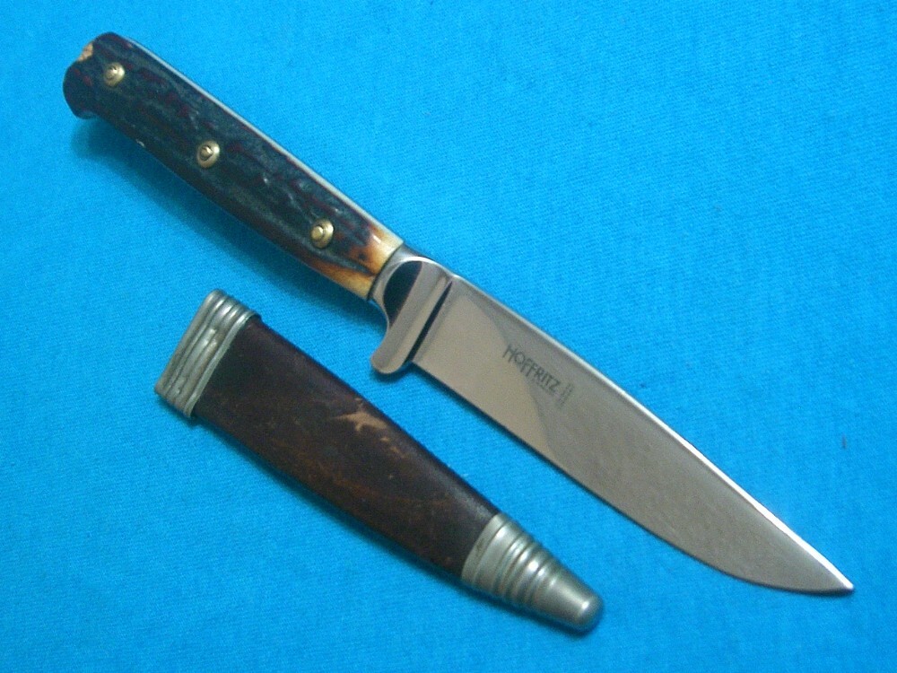 VINTAGE STAG DEER ETCH HOFFRITZ SOLINGEN GERMANY FIXED BLADE DIRK BOOT