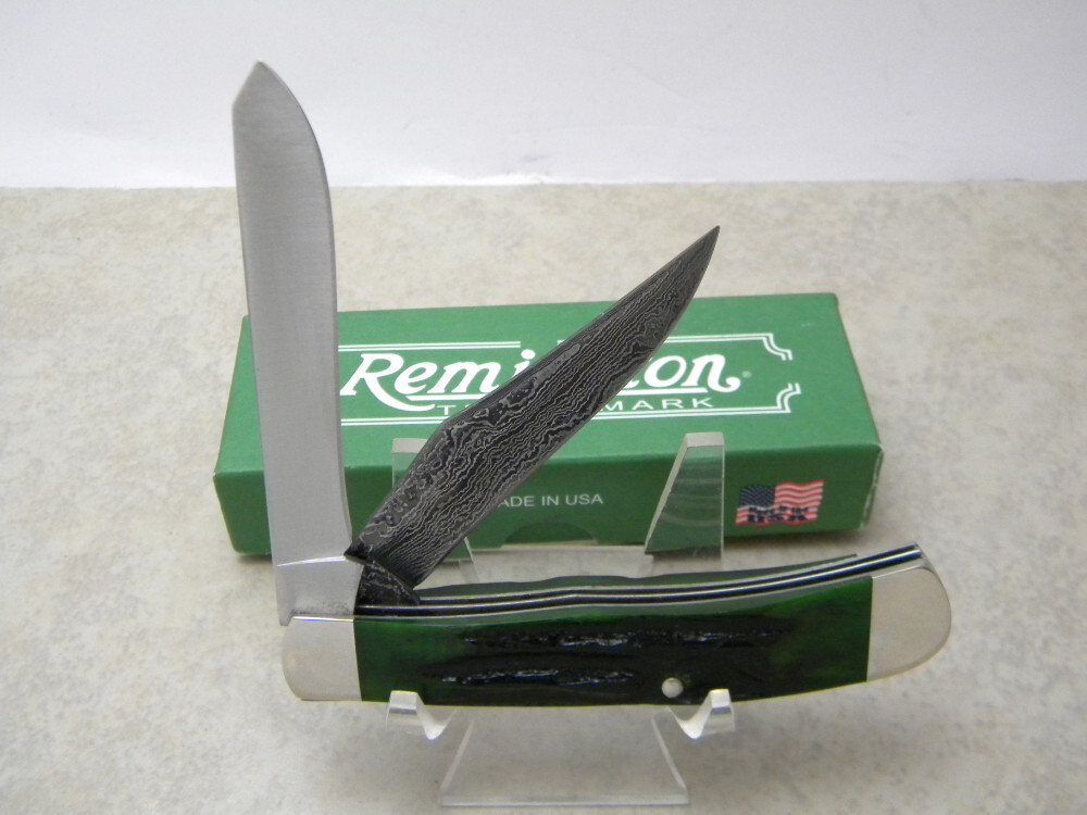 Remington USA Huntsville AL Damascus Bone Transition Trapper Knife NIB